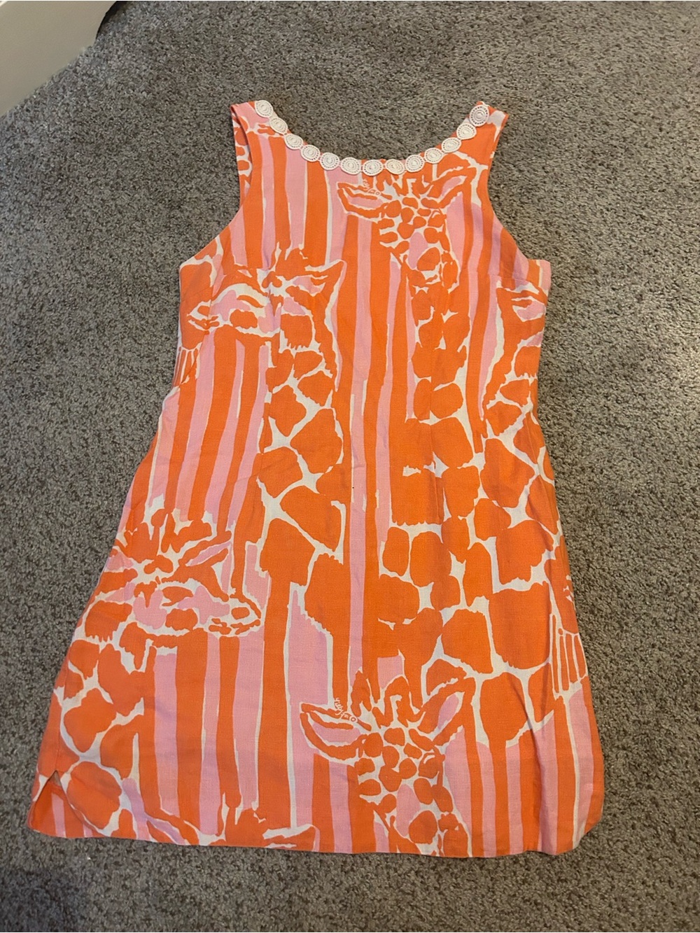 Lilly Pulitzer Sleeveless Orange & Pink Giraffe Print Shift Dress